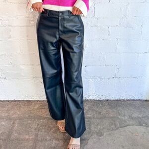 Mavi Boutique PU Pleather Black Pants Size Medium NWT NEW